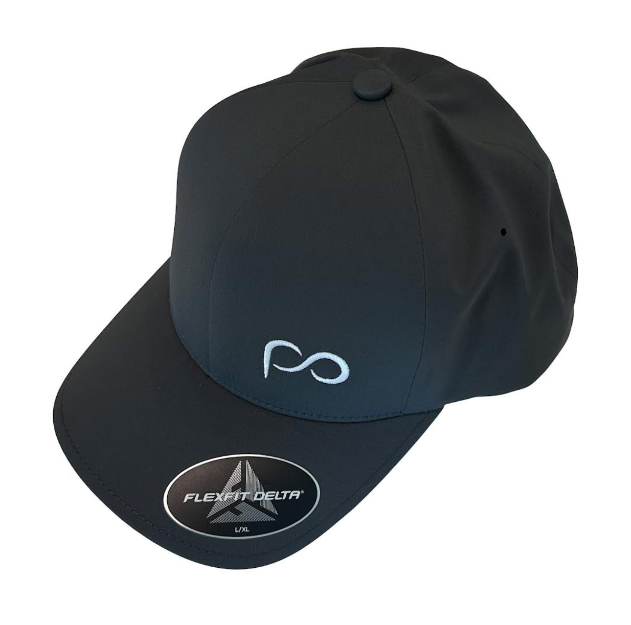 Black Curved Bill Cap with White Small Front PO Logo