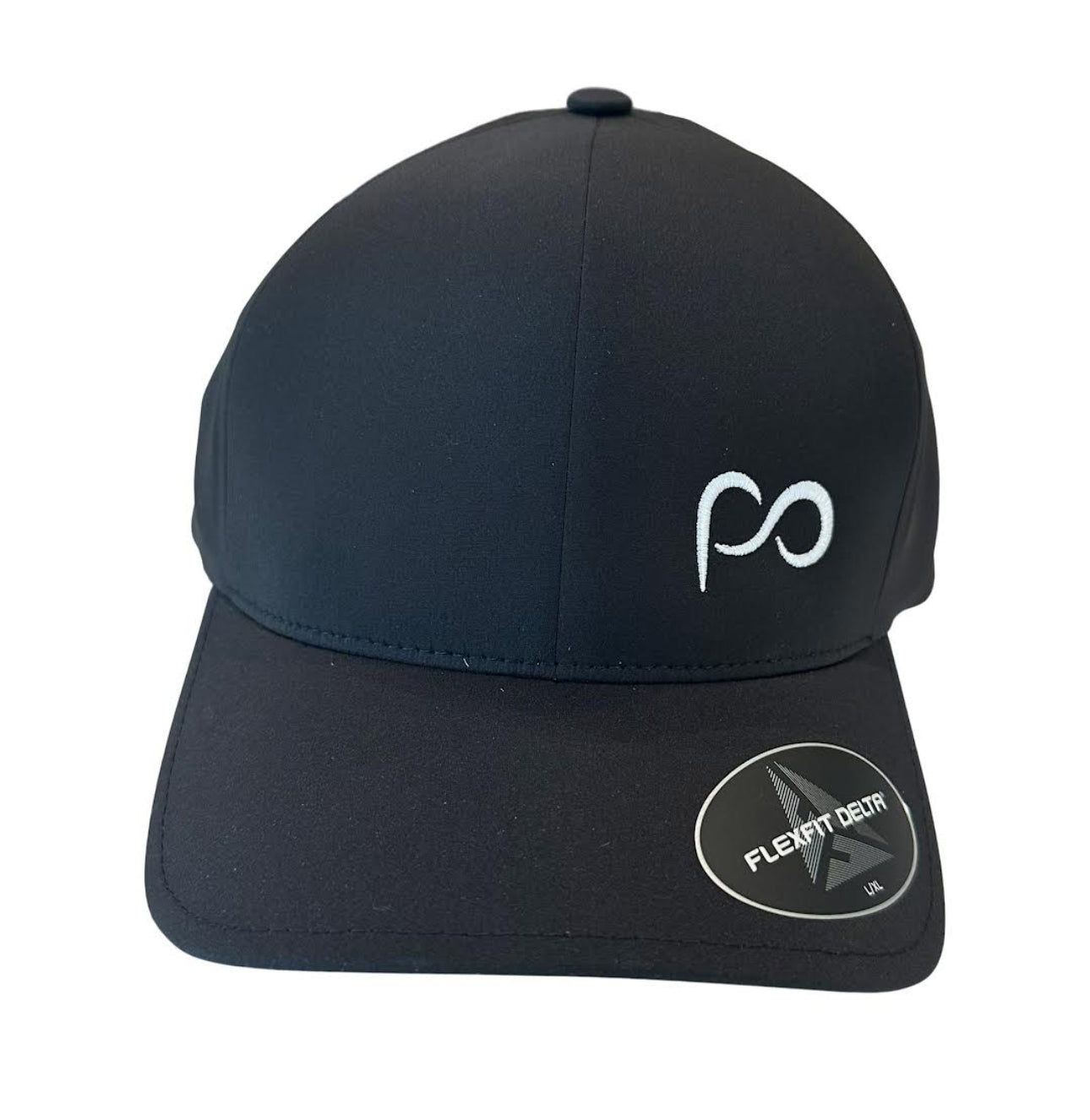 Black Curved Bill Cap with White Small Front PO Logo