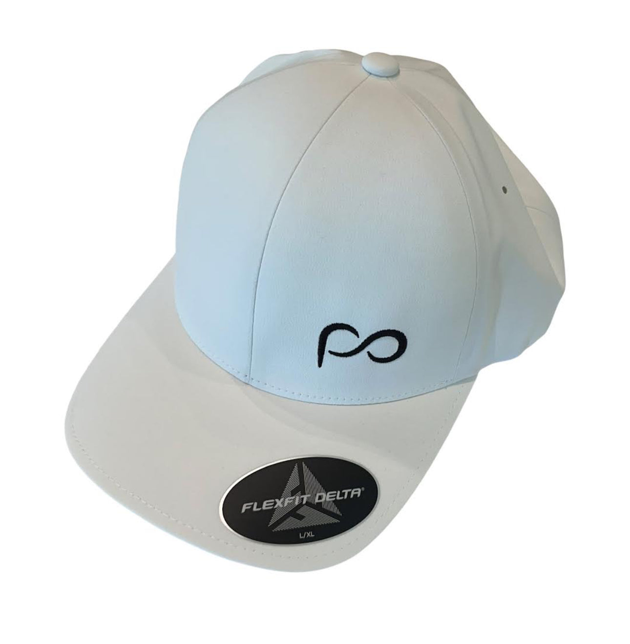 White Curved Bill Cap with Black Small Front PO Logo