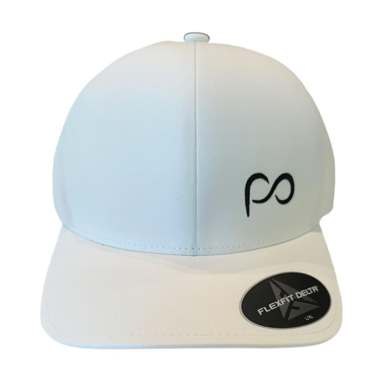 White Curved Bill Cap with Black Small Front PO Logo