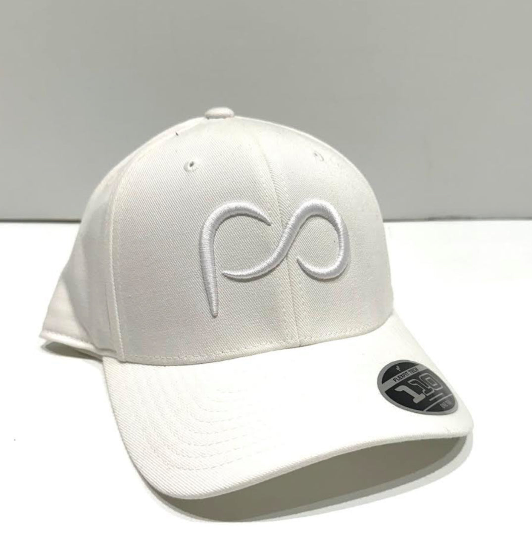 White Curved Cap with white PO 3D logo in front
