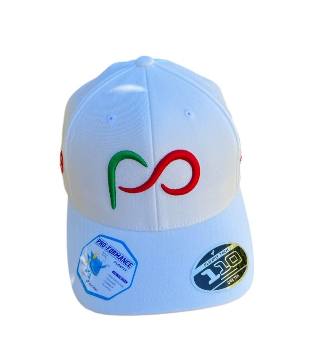 *LIMITED EDITION Tricolor* F1 Mexico City 2024 White Curved Bill Cap with PO 3D Green/Red in front and #29 Green/Red on side