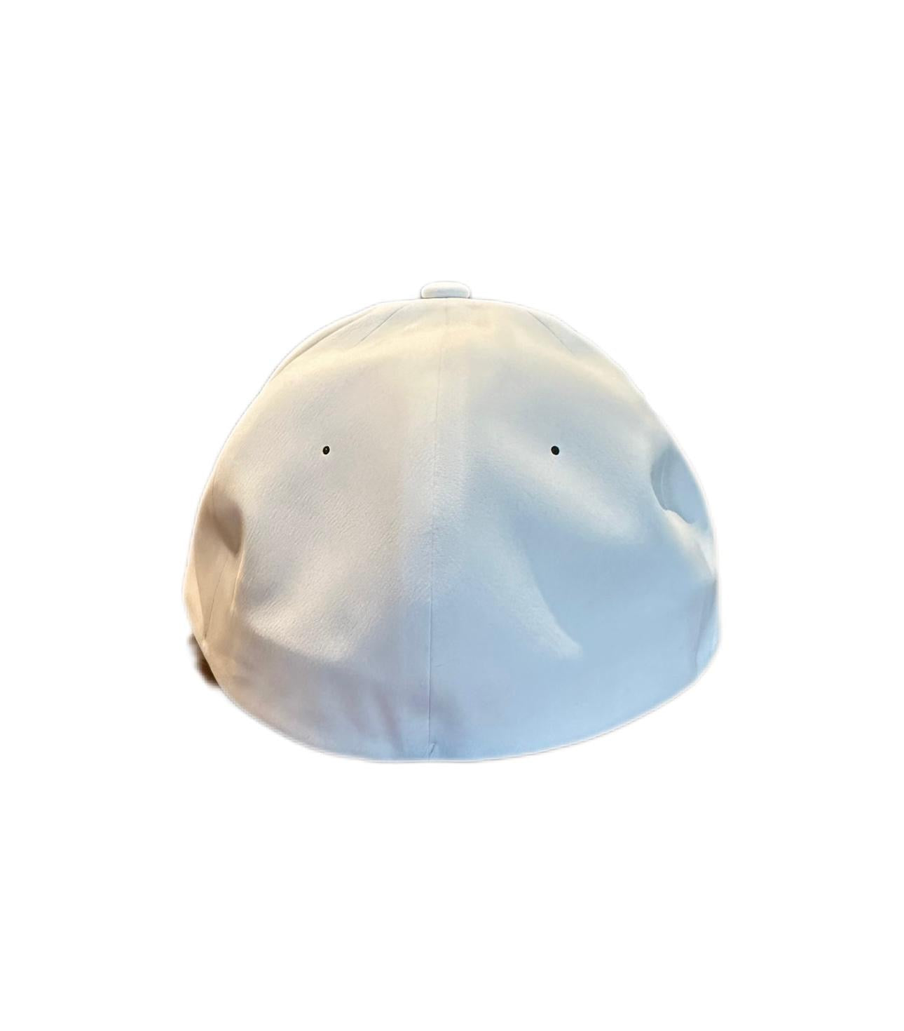 White Curved Bill Cap with White Small Front PO Logo