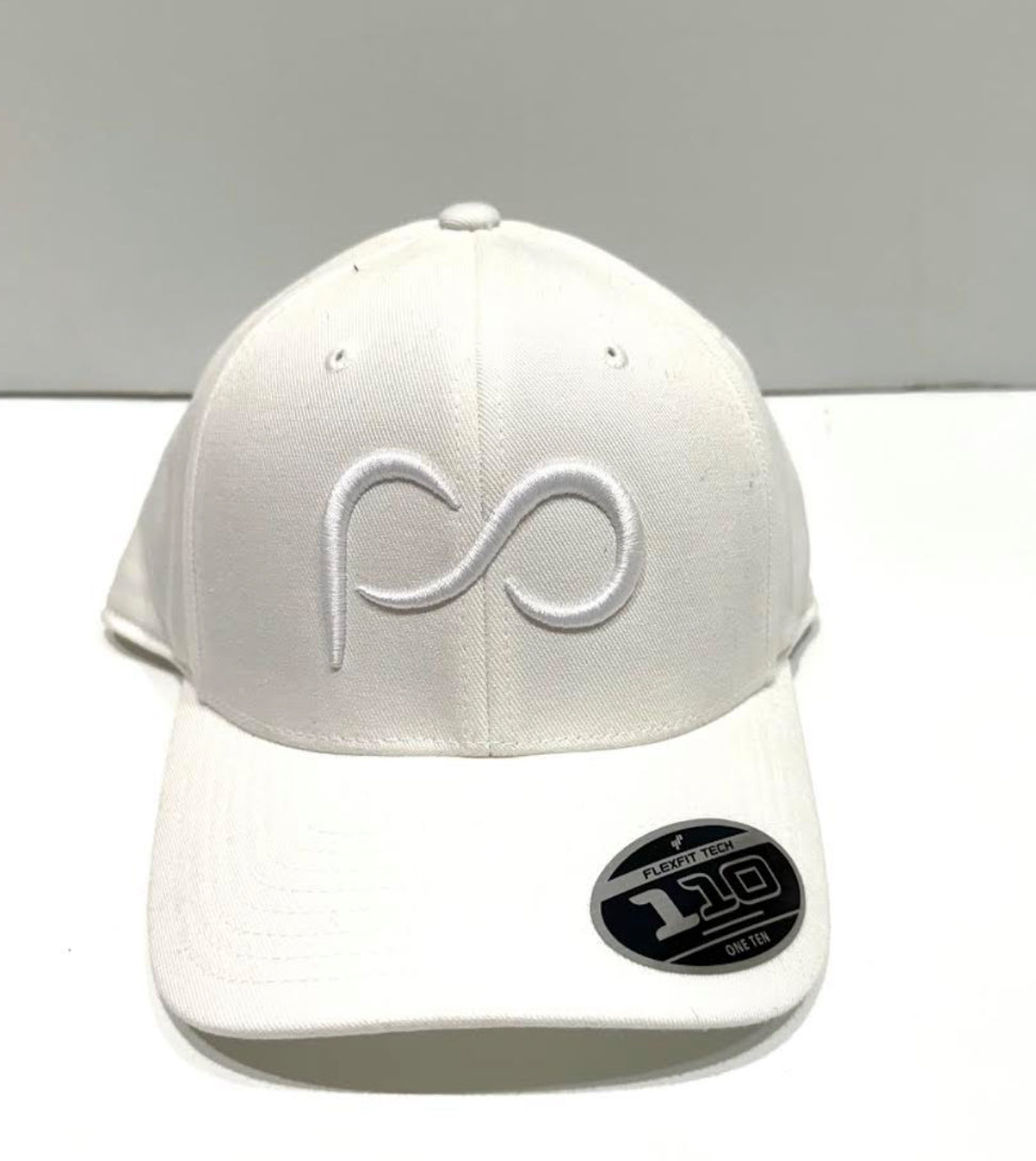 White Curved Cap with white PO 3D logo in front