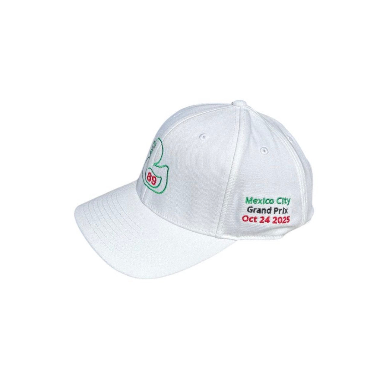 *2025 LIMITED EDITION F1 Mexico City* White Curved Bill Cap with Tricolor Duckie in front and Pato’s FP1 date on side.