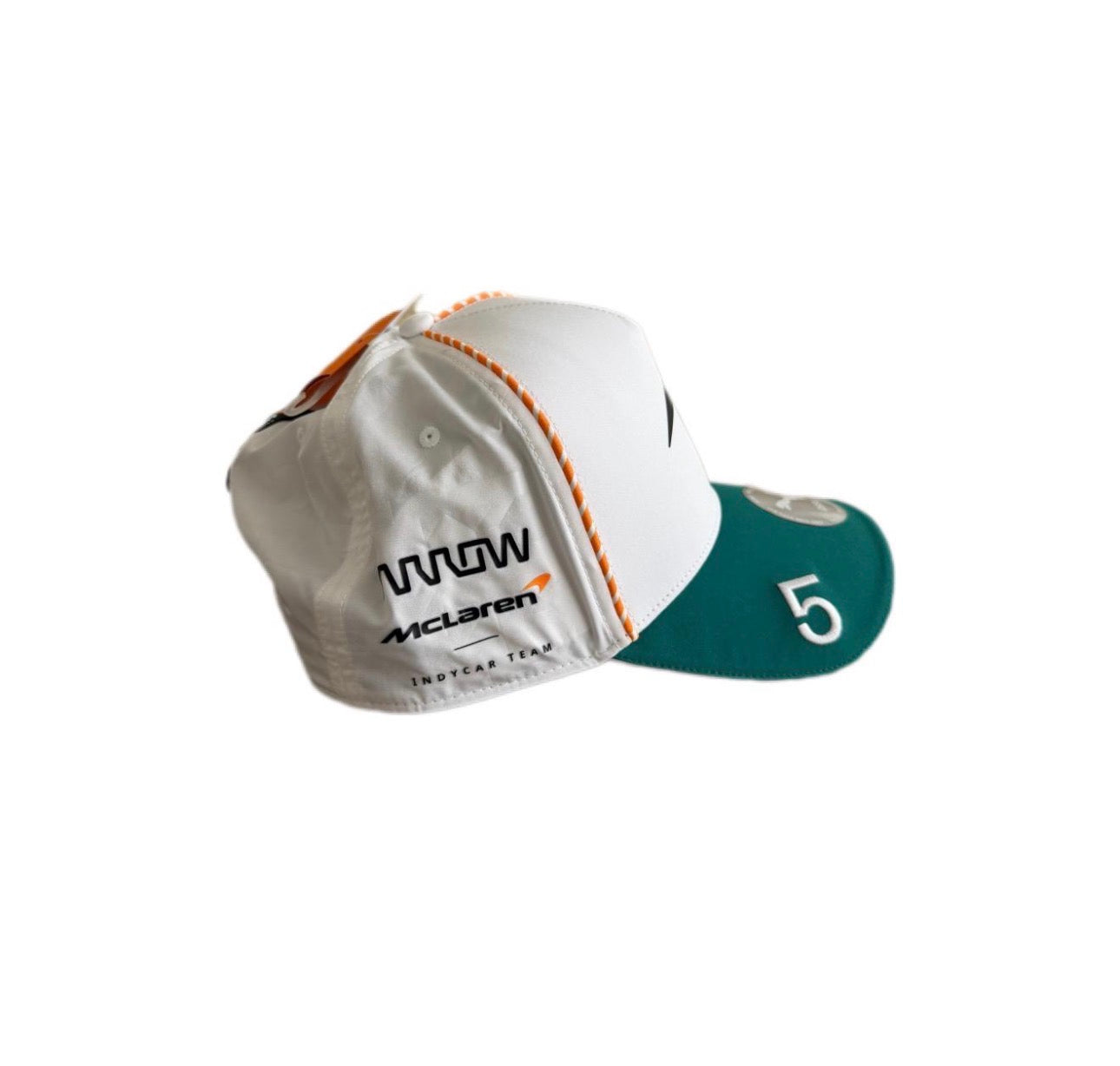 *Autographed* 2026 White Driver Cap with Green Curved Bill and White #5
