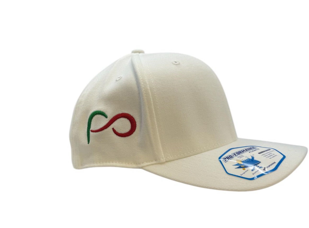 2025 White Curved Bill Cap with Tricolor Duckie #5 in Front and Tricolor PO logo on side