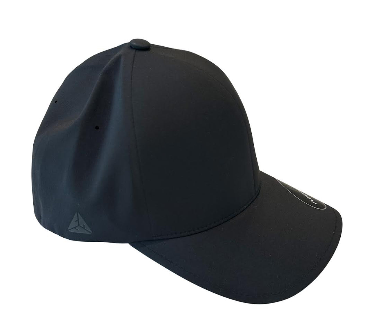 Black Curved Bill Cap with White Small Front PO Logo