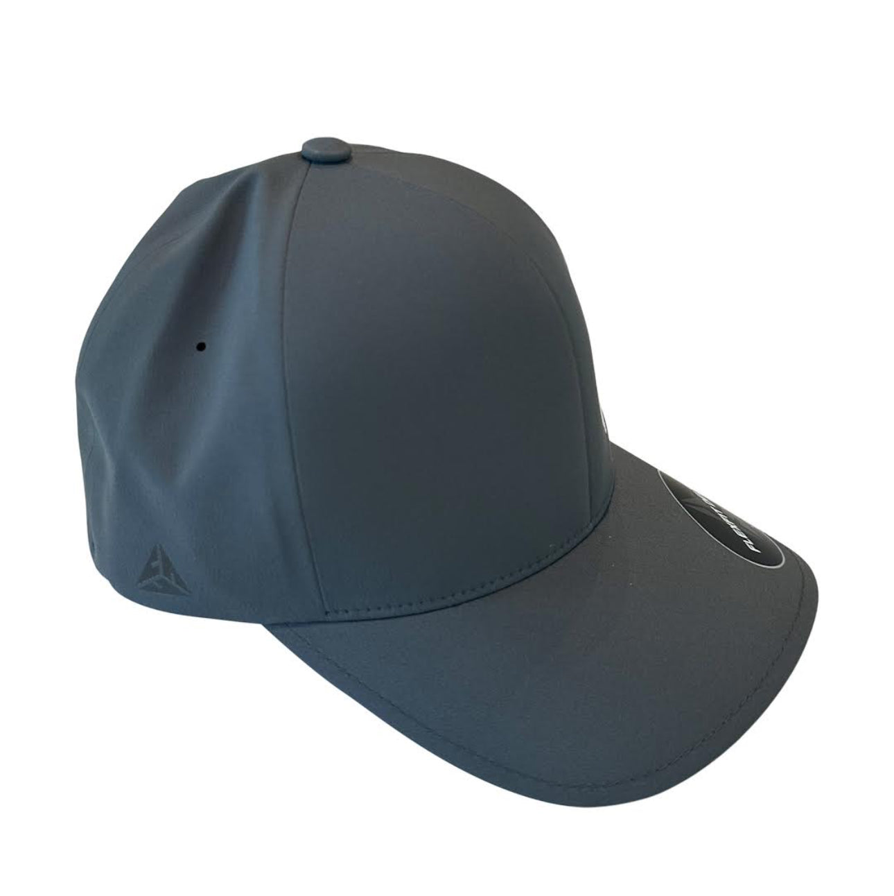 Grey Curved Bill Cap with White Small Front PO Logo