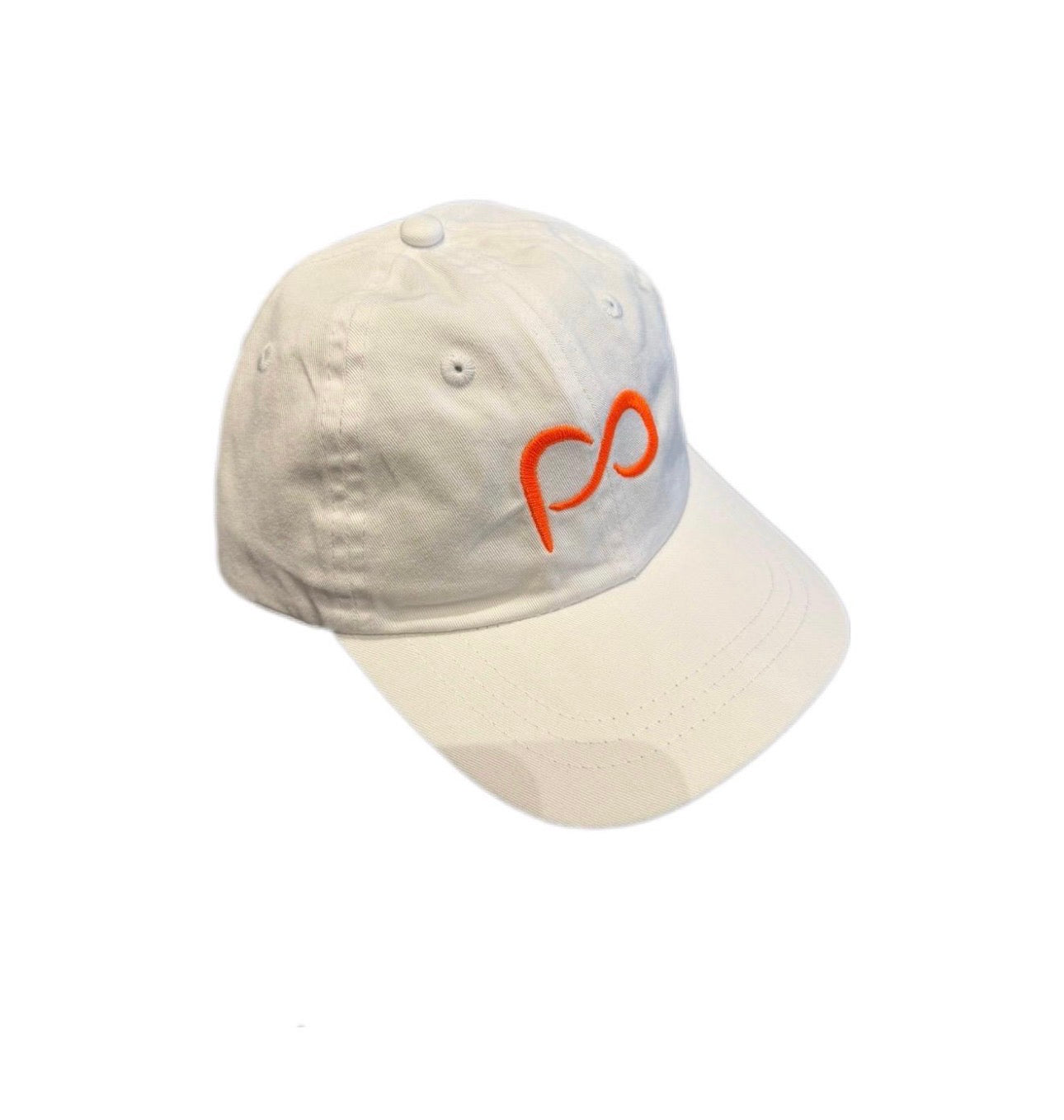 Youth White Curved Bill Cap PO logo in front