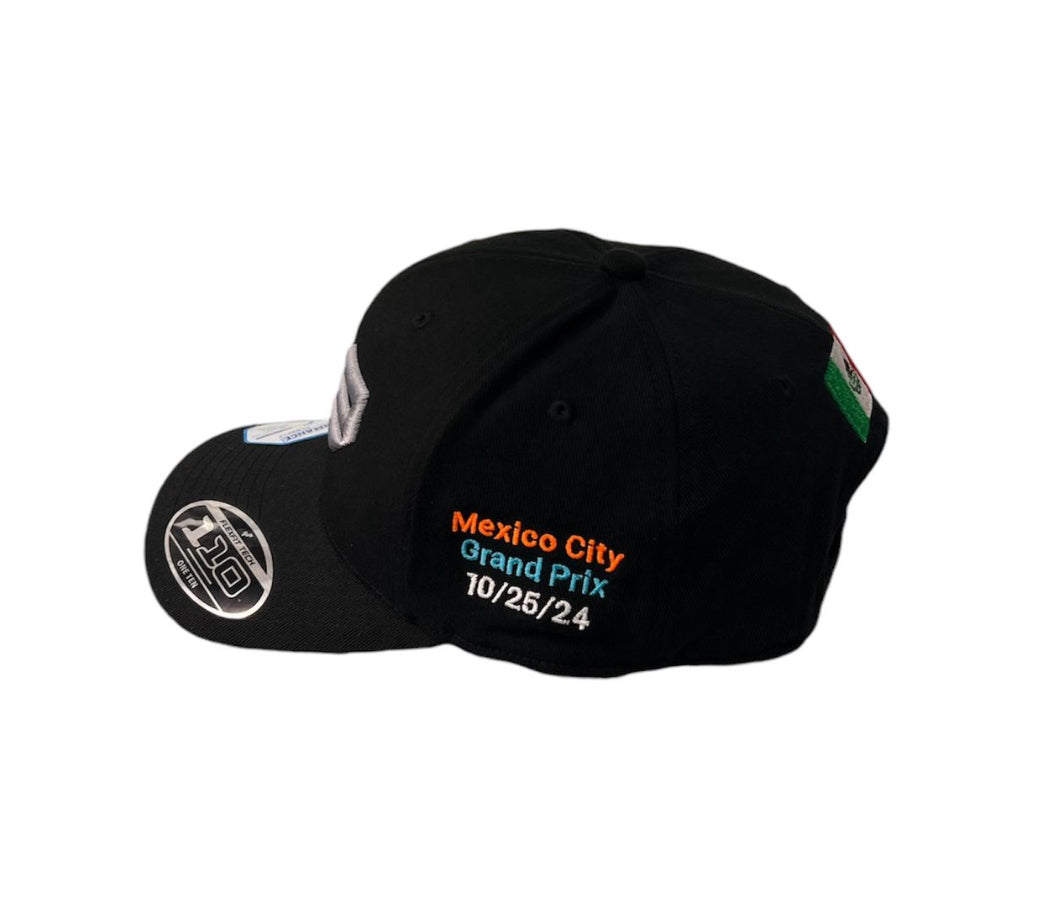 *LIMITED EDITION* F1 Mexico City 2024 Black Curved Bill Cap with #29 3D Silver logo in front and PO neon on side.