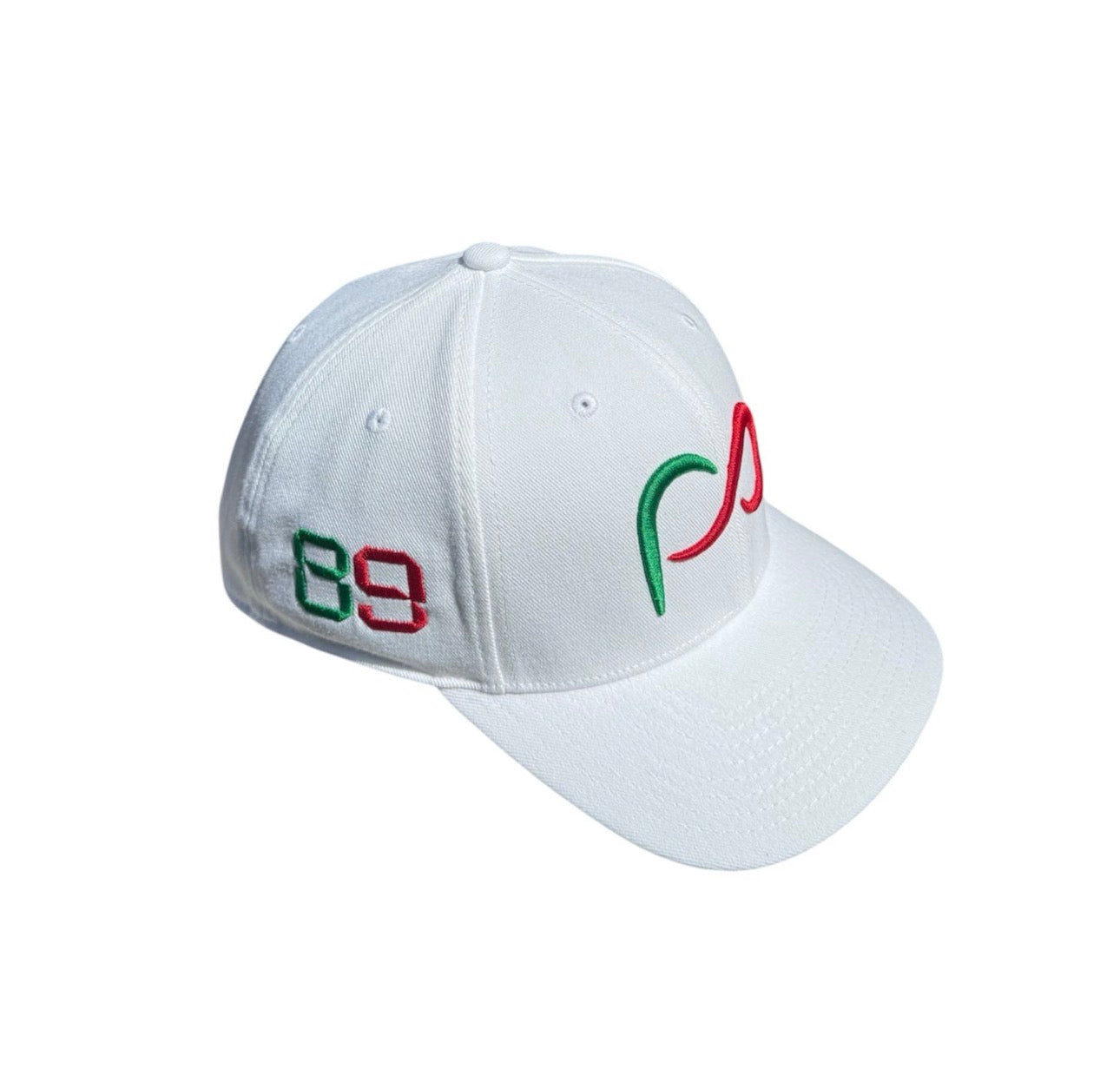 *2025 F1 LIMITED EDITION Tricolor* Mexico City 2025 White Curved Bill Cap with PO 3D Green/Red in front and #89 Green/Red on side