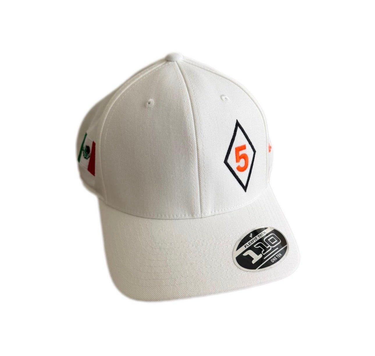 2026 Special Edition Indy500 White Curved Bill Cap with Black Diamond and Neon #5 in Front