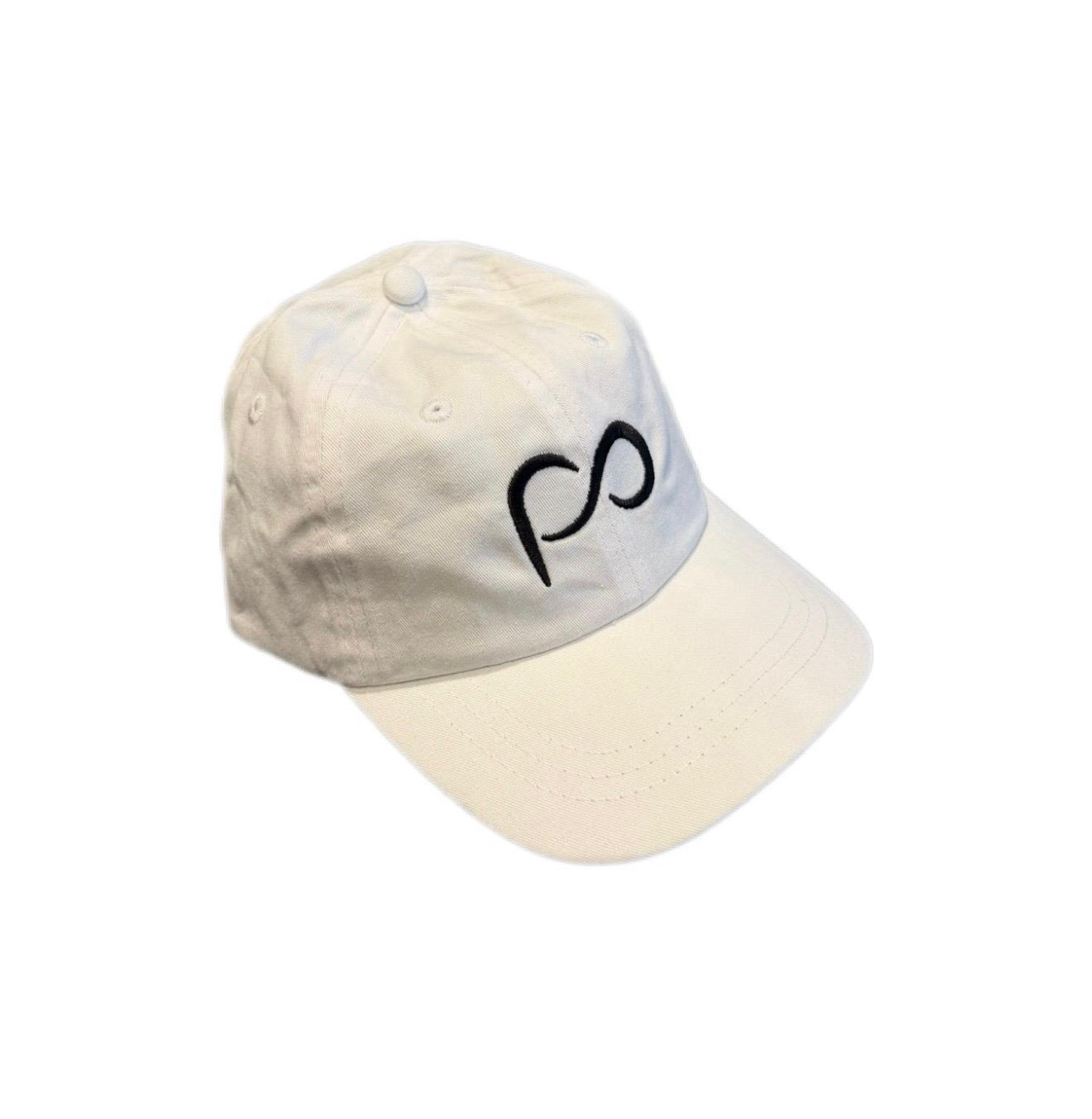 Youth White Curved Bill Cap PO logo in front