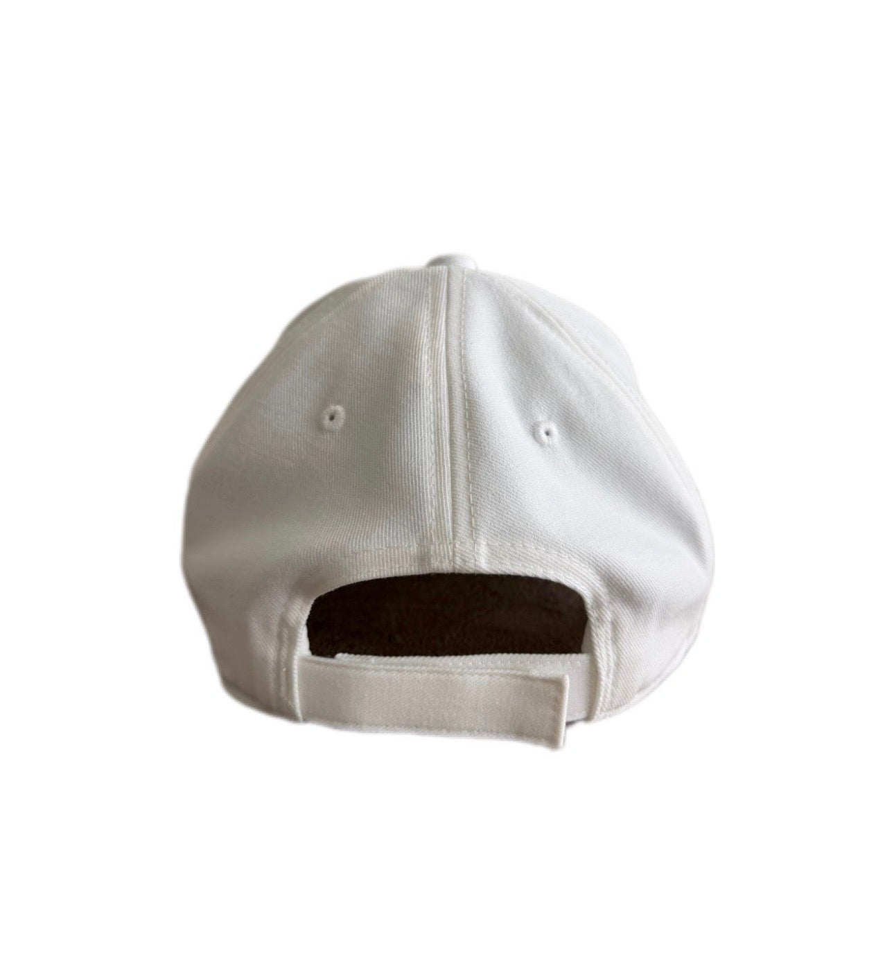White Curved Bill Cap with Green Duckie and Red #5 in Front and Tricolor PO logo on side