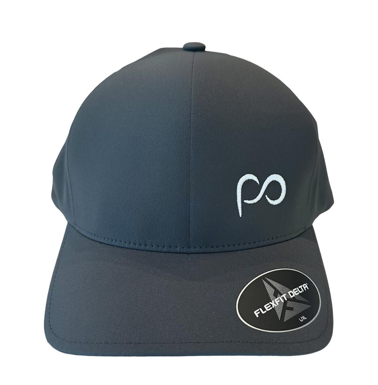Grey Curved Bill Cap with White Small Front PO Logo