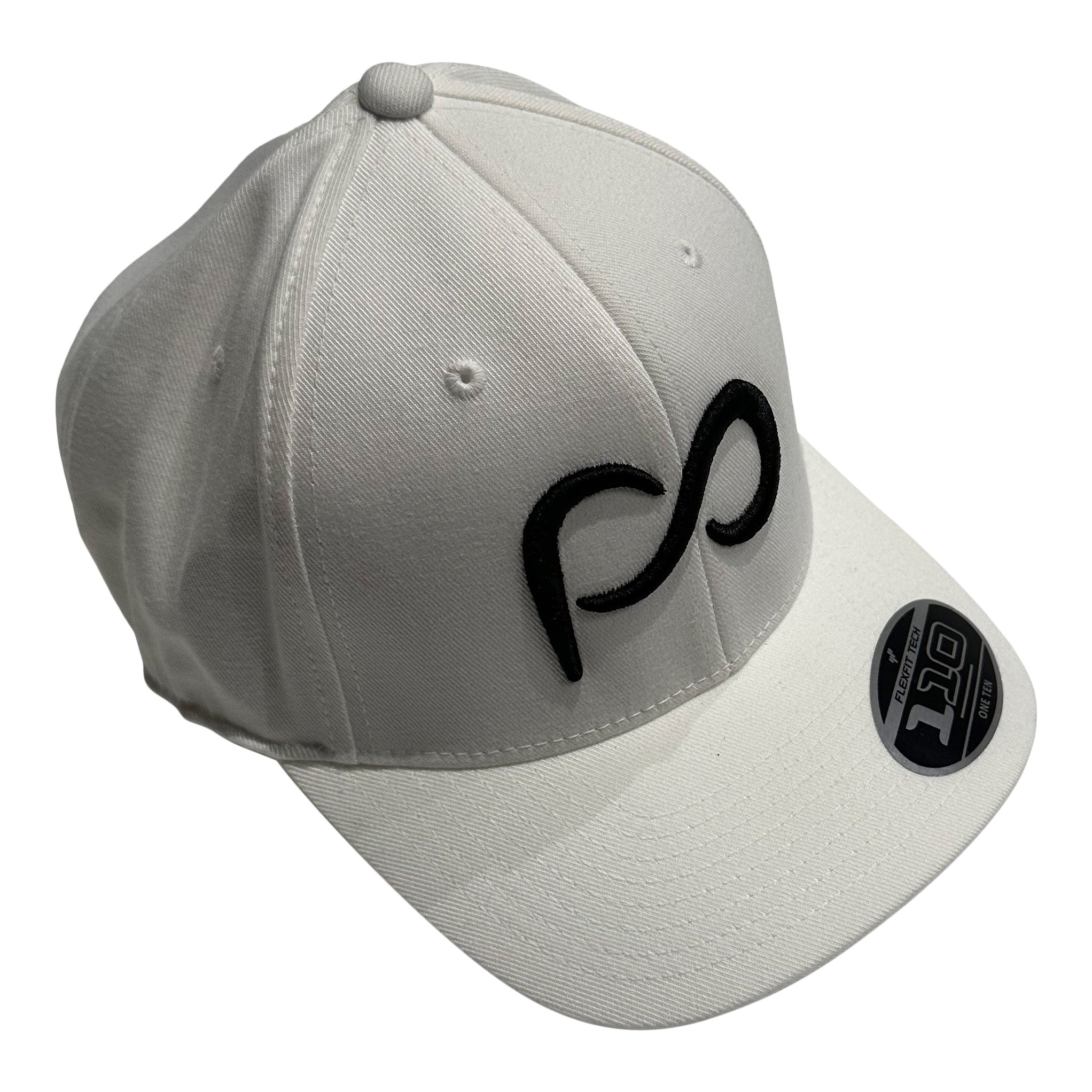 White Curved Bill Cap with Black PO 3D logo in Front