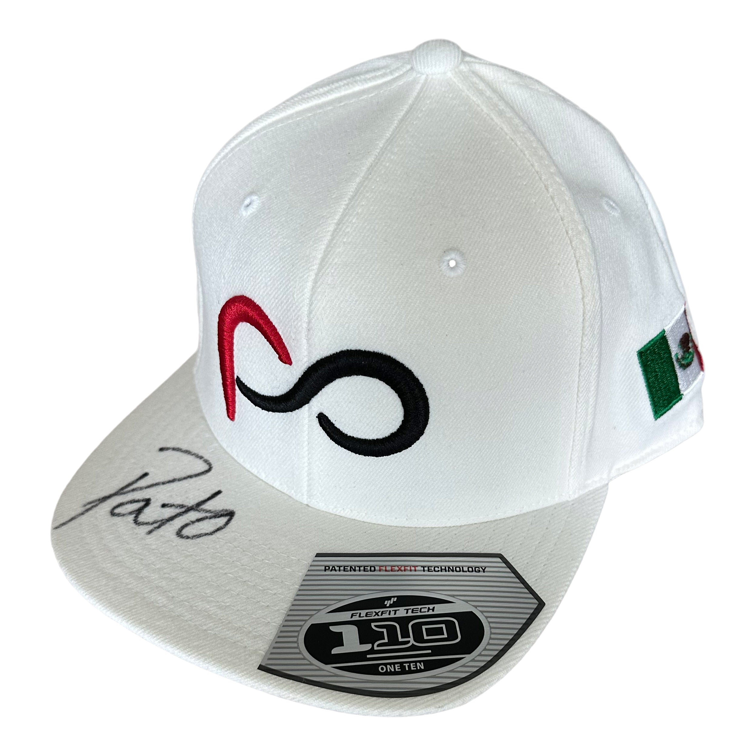 *Autographed* White Flat Bill Cap with PO logo 3D in front and #5 black on side